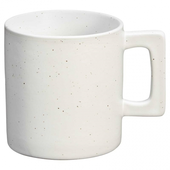 Kubek, Porcelanowy z Kwadratowym Uchem i Wzorem w Kropki, Skandynawski Styl